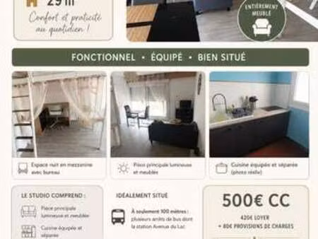 location appartement t1 meublé à dijon (21000) : à louer t1 meublé / 29m² dijon