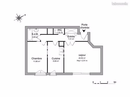 appartement 2 pièces 53 m²