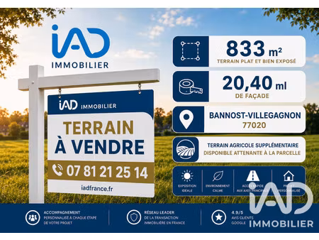 vente terrain 833 m² vaudoy-en-brie (77141)