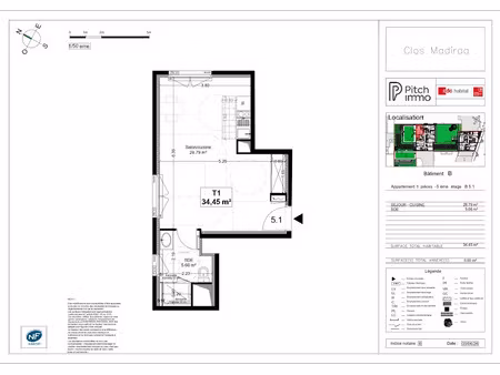location appartement 1 pièce 34 m² à courbevoie (92400)  993 €