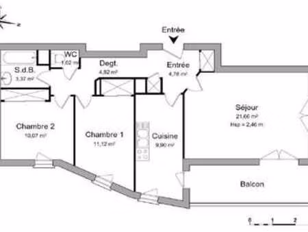 location appartement 3 pièces à nantes canclaux - mellinet (44000) : à louer 3 pièces / 67