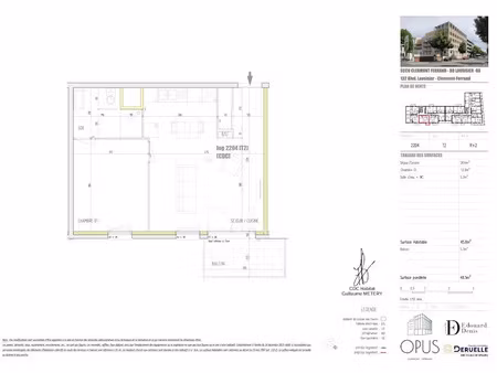 location appartement 2 pièces 46 m² à clermont-ferrand (63000)  627 €