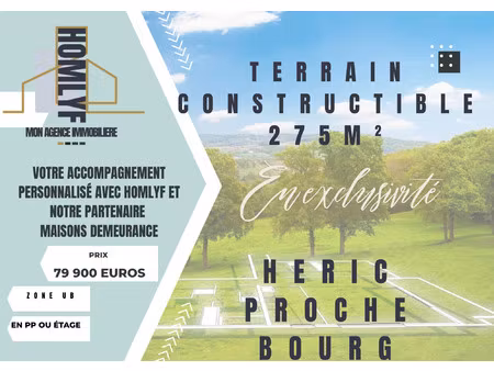 terrain constructible proche bourg heric 275m2