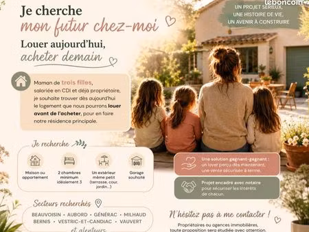 recherche maison/appartement à louer avec projet d’achat – secteur beauvoisin et alentours