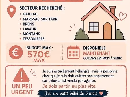 urgent cherche apt ou maison
