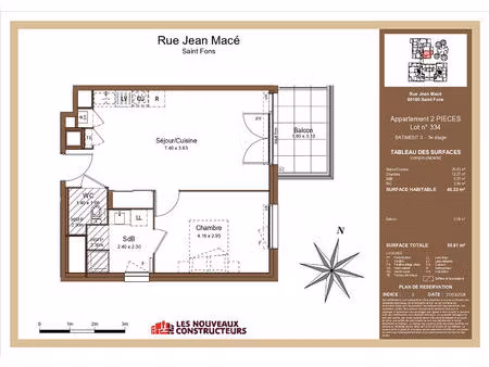 appartement t2 neuf de 45.23 m² disponible à saint fons