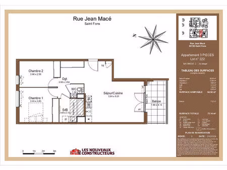 appartement t3 neuf de 64.62 m² disponible à saint fons