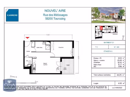 appartement à louer 2 pièces 44.25 m² - tourcoing (59) - 569€