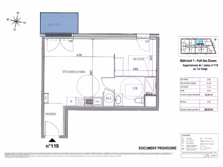 achat appartement 1 pièce 36m² merville franceville plage 14810