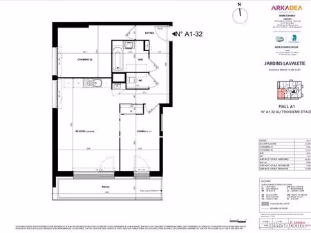 appartement 3 pièces 60 m²