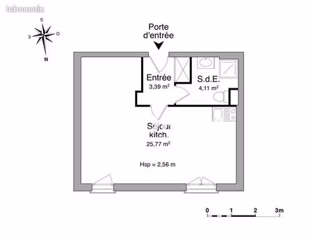 studio 1 pièce 33 m²