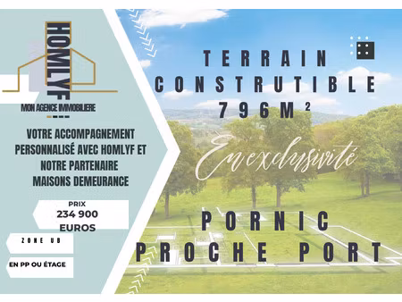 terrain constructible 796m2 pornic proche du port