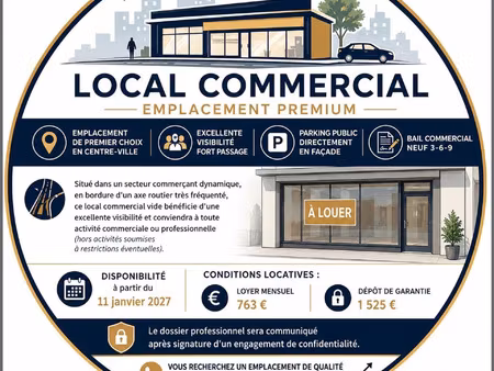 location commerce 2 pièces 43 m² à les sables-d’olonne (85340)