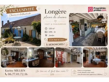 senonches 28250 maison individuelle rénovée - 2 chambres - cave - garage - jardin - 159 00