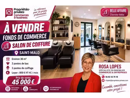 ille-et-vilaine- 35400 saint malo - salon de coiffure 30 m2