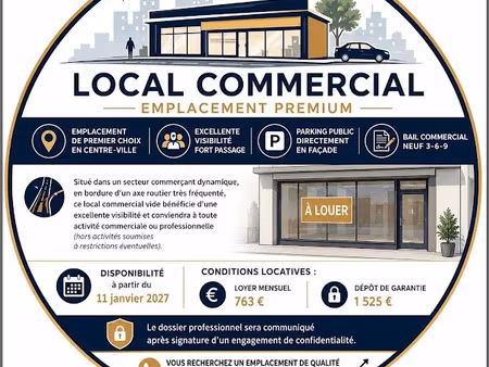 location locaux professionnels 2 pièces 43 m² à les sables-d'olonne (85100)  763 €