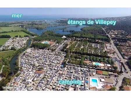 vends terrain en copropriété + mobile home tout confort mer piscine clim