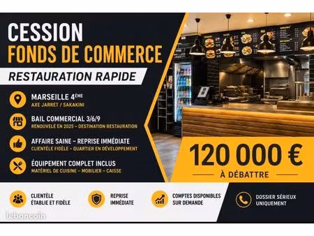 restauration rapide fond de commerce marseille 4e