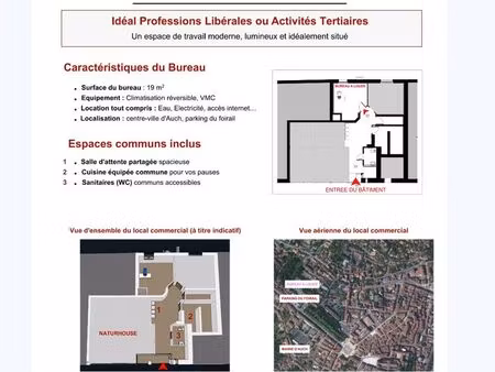 location bureau 19m2 centre auch