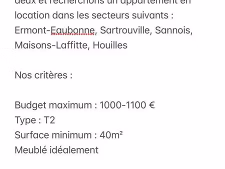 recherche appartement t2 sannois/ermont/eaubonne
