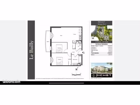 appartement t3 61.5m2 a louer résidence le bailly saint prix