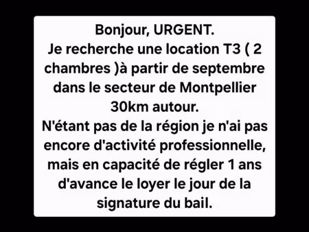 recherche location maison ou appartement t3 (2chambres)