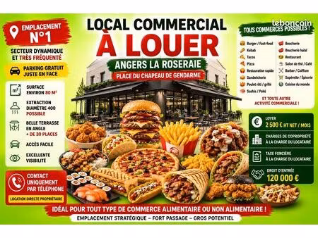◊ local commercial à louer – angers la roseraie ◊