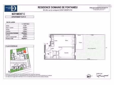 appartement 2 pièces 43 m²
