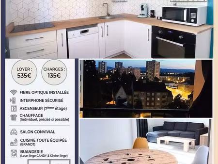 appartement sécurisé t3 meublé 59m² avec balcon  vue dégagée