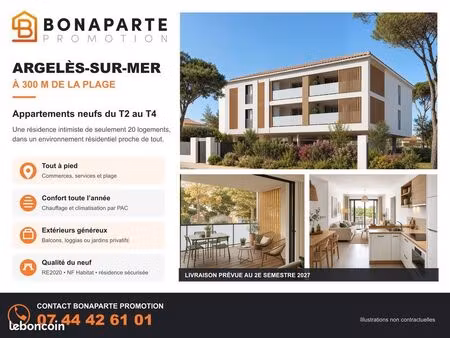 appartement - 3 pièces - argelès - neuf à 300 m plage