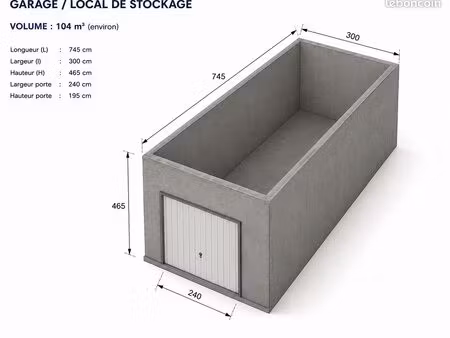 garage/parking fermé accès extérieur grand volume