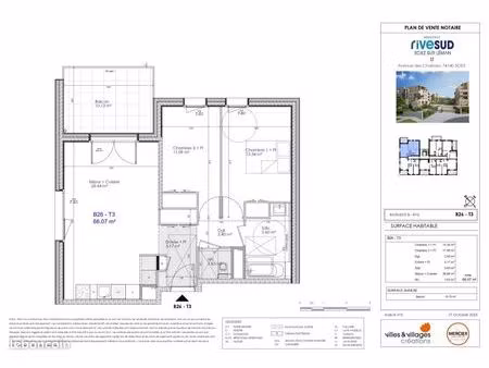 appartement 3 pièces 65 m²