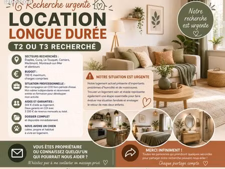 ? recherche urgente – t2 / t3 à louer ?