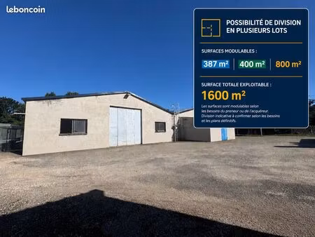 à louer – entrepôt divisible de env 400m2 à 1 600 m² – montauban nord / albias