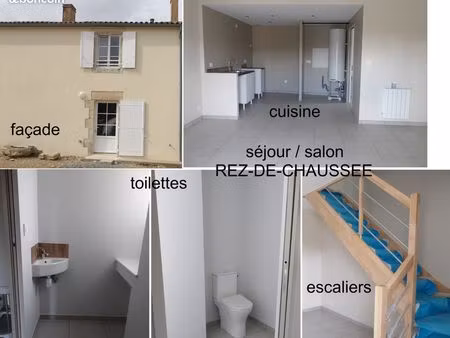 maison d'habitation sur deux niveaux  mitoyenne sur deux pignons  3 pièces  58 m²