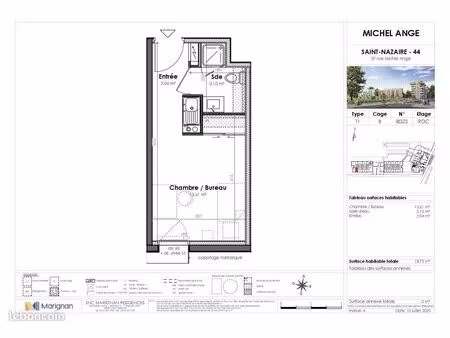studio 1 pièce 18 m²