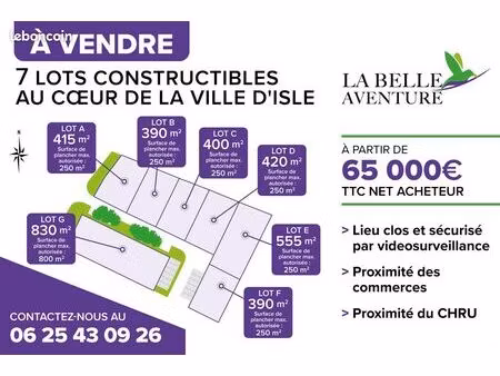 4 parcelles viabilisées securisées 68 000