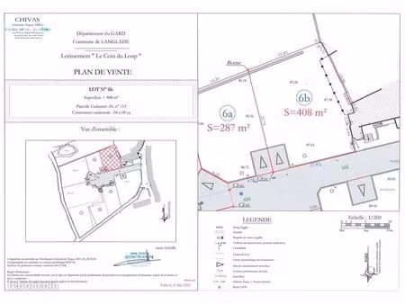 langlade terrain 408 m² viabilisé libre constructeur