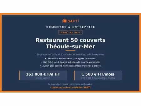 bail restaurant 50 places — théoule-sur-mer