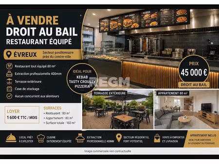 vente locaux professionnels 0 pièces 80 m² à evreux (27000)  45 000 €