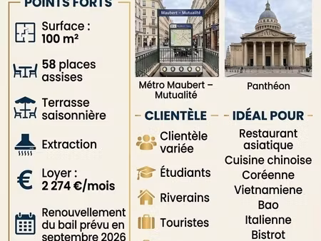 vente restaurant 100 m²