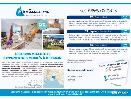 location mensuelle de septembre à juin