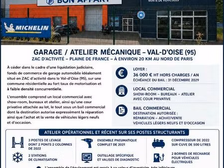 fonds de commerce  garage  atelier baillet en france