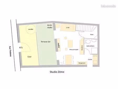 studio meublé avec cour et terrasse proche victoire
