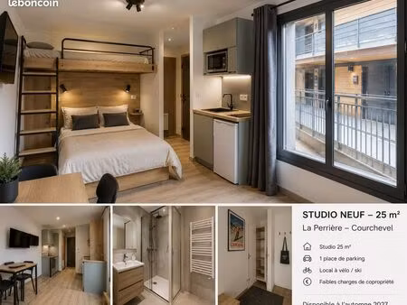 à vendre – studio neuf de 25 m² avec parking – courchevel (la perrière)