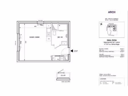 location appartement 1 pièce 31 m² à villeurbanne (69100)