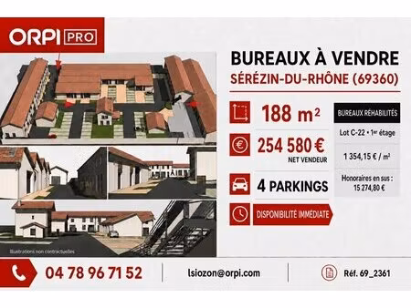 vente bureaux 188 m²