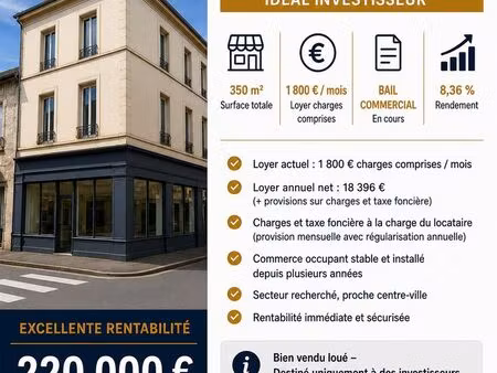 local commercial vendu loué – investissement locatif rendement 8 36% – aurillac