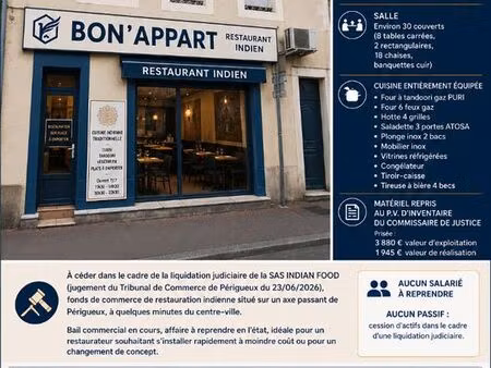 fonds de commerce  restaurant perigueux