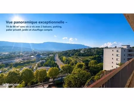 vue panoramique exceptionnelle – t4 de 90 m² sans vis-à-vis avec 2 balcons  parking  palie